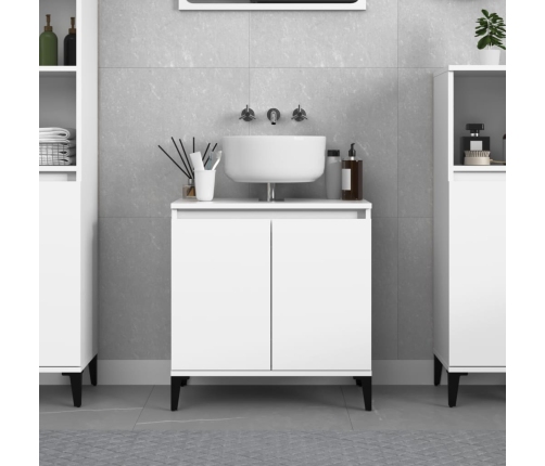 Armario para lavabo madera contrachapada blanco 58x33x60 cm