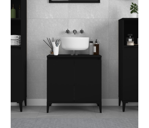 Armario para lavabo madera contrachapada negro 58x33x60 cm