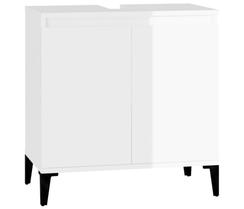 Armario de lavabo madera contrachapada blanco brillo 58x33x60cm