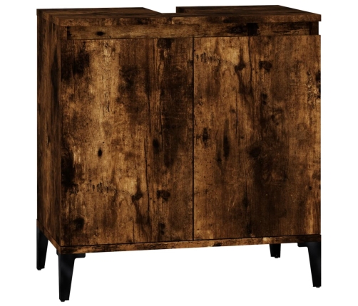 Armario de lavabo madera contrachapada roble ahumado 58x33x60cm