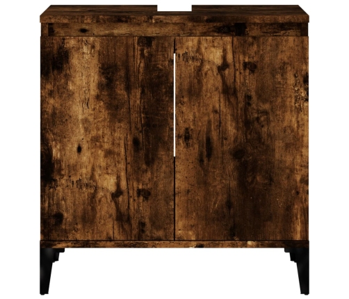 Armario de lavabo madera contrachapada roble ahumado 58x33x60cm