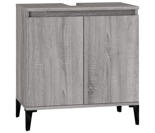 Armario de lavabo madera contrachapada gris Sonoma 58x33x60 cm