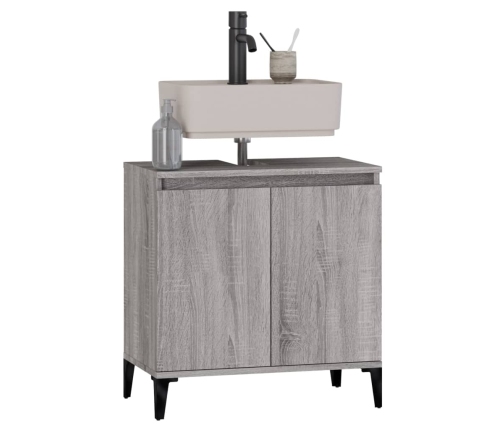 Armario de lavabo madera contrachapada gris Sonoma 58x33x60 cm