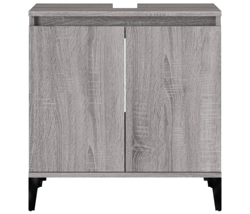 Armario de lavabo madera contrachapada gris Sonoma 58x33x60 cm