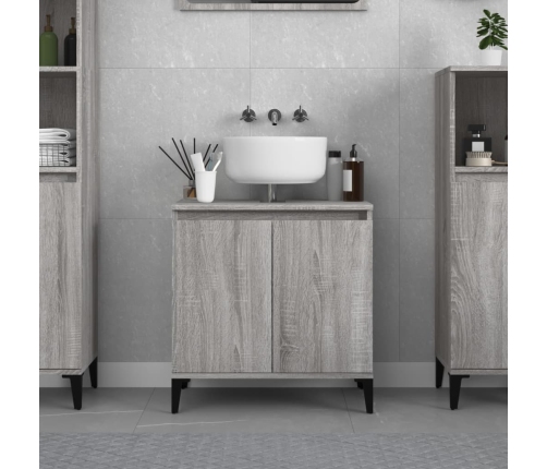 Armario de lavabo madera contrachapada gris Sonoma 58x33x60 cm