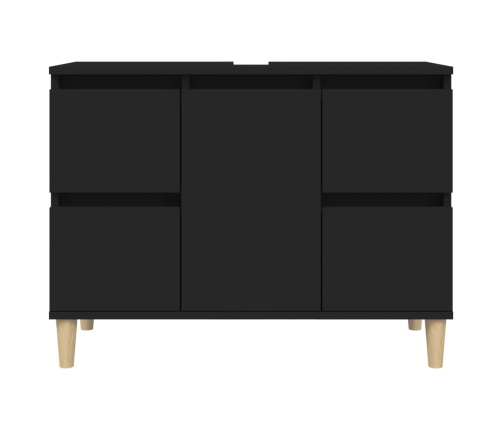 Armario para lavabo madera contrachapada negro 80x33x60 cm