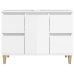 Armario de lavabo madera contrachapada blanco brillo 80x33x60cm