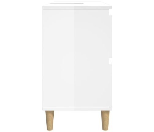 Armario de lavabo madera contrachapada blanco brillo 80x33x60cm