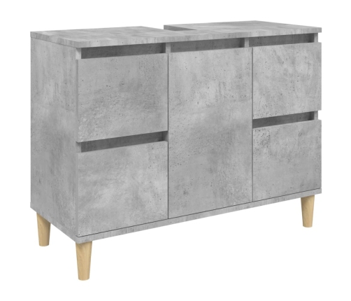 Armario de lavabo madera contrachapada gris hormigón 80x33x60cm