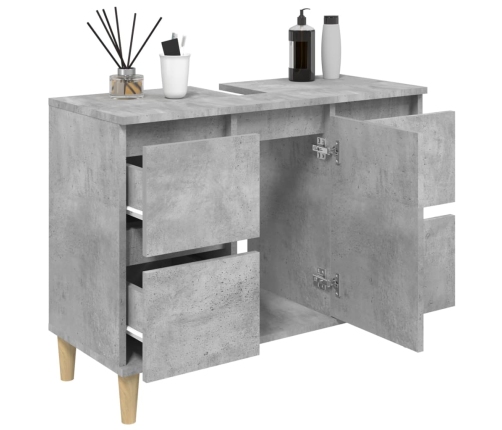 Armario de lavabo madera contrachapada gris hormigón 80x33x60cm