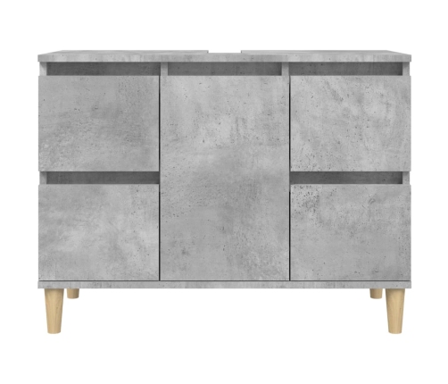 Armario de lavabo madera contrachapada gris hormigón 80x33x60cm