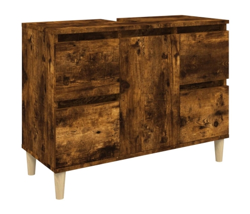 Armario de lavabo madera contrachapada roble ahumado 80x33x60cm