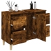 Armario de lavabo madera contrachapada roble ahumado 80x33x60cm