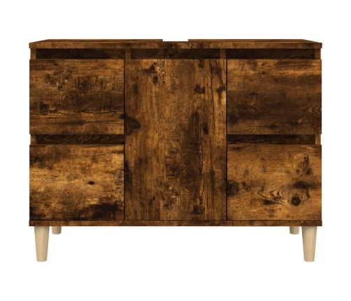 Armario de lavabo madera contrachapada roble ahumado 80x33x60cm