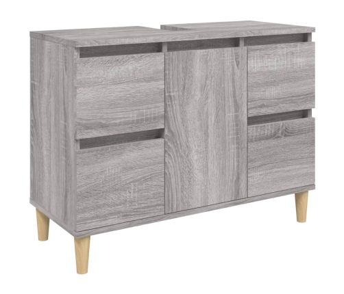 Armario de lavabo madera contrachapada gris Sonoma 80x33x60 cm