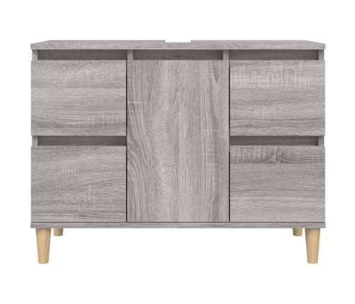 Armario de lavabo madera contrachapada gris Sonoma 80x33x60 cm