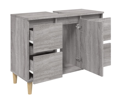 Armario de lavabo madera contrachapada gris Sonoma 80x33x60 cm