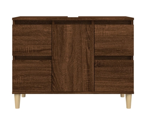 Armario de lavabo madera contrachapada roble marrón 80x33x60 cm