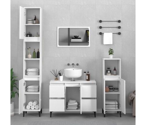 Armario para lavabo madera contrachapada blanco 80x33x60 cm