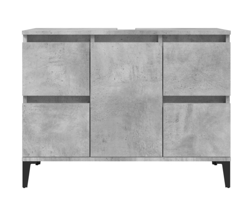 Armario de lavabo madera contrachapada gris hormigón 80x33x60cm