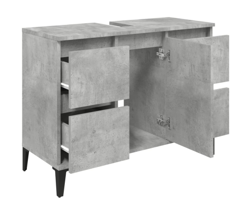 Armario de lavabo madera contrachapada gris hormigón 80x33x60cm