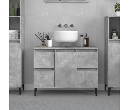 Armario de lavabo madera contrachapada gris hormigón 80x33x60cm