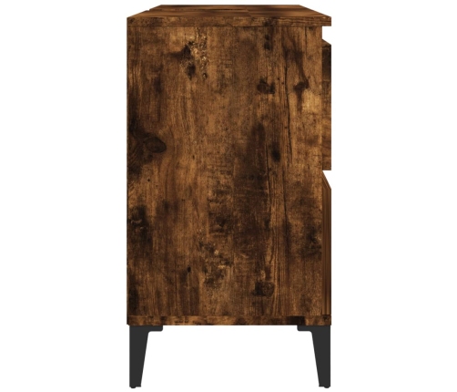 Armario de lavabo madera contrachapada roble ahumado 80x33x60cm