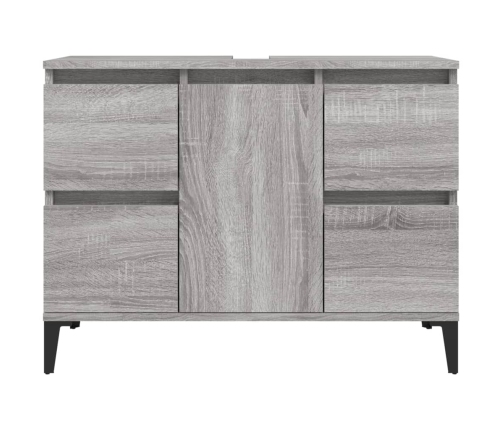 Armario de lavabo madera contrachapada gris Sonoma 80x33x60 cm