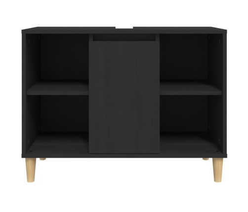 Armario para lavabo madera contrachapada negro 80x33x60 cm