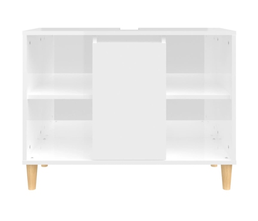 Armario de lavabo madera contrachapada blanco brillo 80x33x60cm