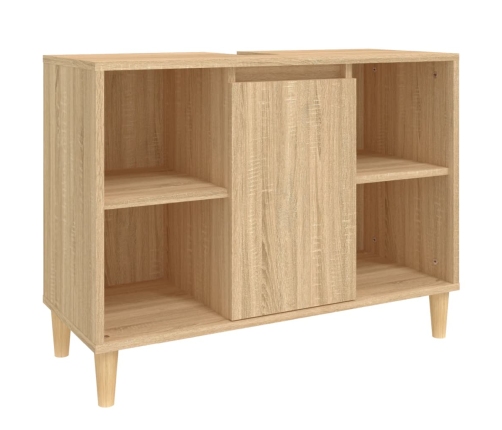 Armario de lavabo madera contrachapada roble Sonoma 80x33x60 cm