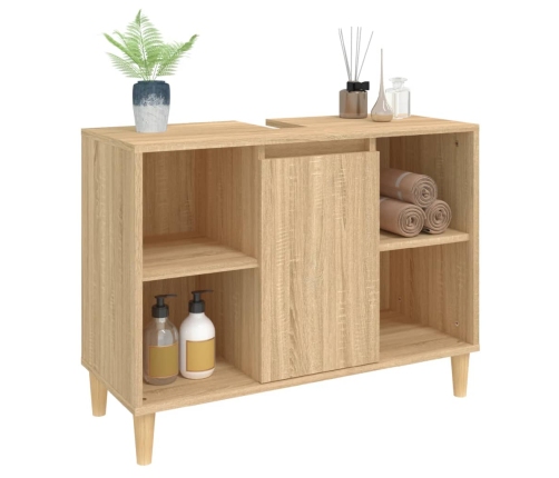 Armario de lavabo madera contrachapada roble Sonoma 80x33x60 cm