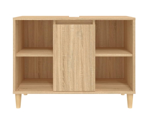 Armario de lavabo madera contrachapada roble Sonoma 80x33x60 cm