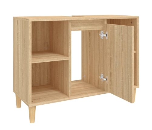 Armario de lavabo madera contrachapada roble Sonoma 80x33x60 cm