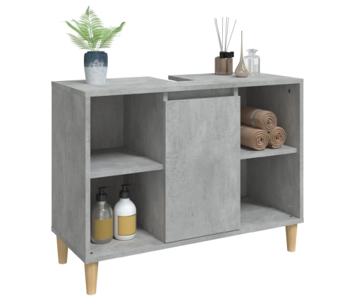 Armario de lavabo madera contrachapada gris hormigón 80x33x60cm