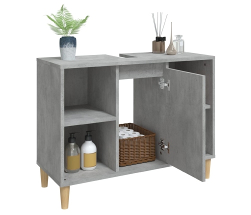 Armario de lavabo madera contrachapada gris hormigón 80x33x60cm