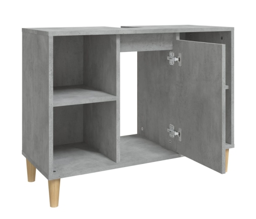 Armario de lavabo madera contrachapada gris hormigón 80x33x60cm