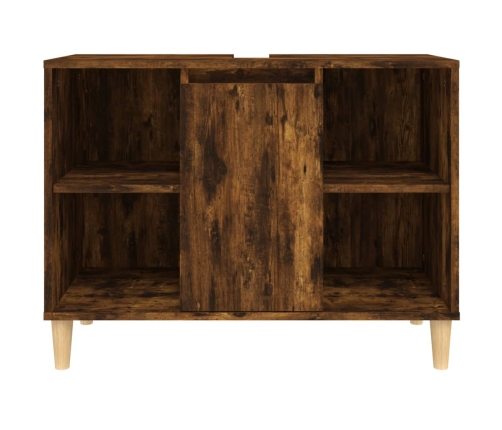 Armario de lavabo madera contrachapada roble ahumado 80x33x60cm