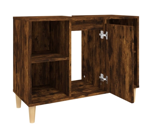 Armario de lavabo madera contrachapada roble ahumado 80x33x60cm