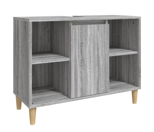 Armario de lavabo madera contrachapada gris Sonoma 80x33x60 cm