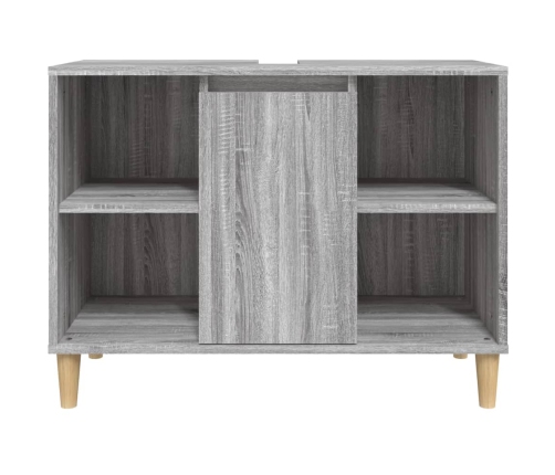 Armario de lavabo madera contrachapada gris Sonoma 80x33x60 cm