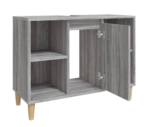 Armario de lavabo madera contrachapada gris Sonoma 80x33x60 cm