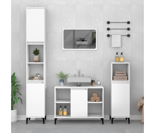 Armario para lavabo madera contrachapada blanco 80x33x60 cm