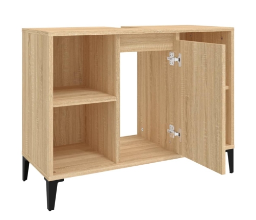 Armario de lavabo madera contrachapada roble Sonoma 80x33x60 cm