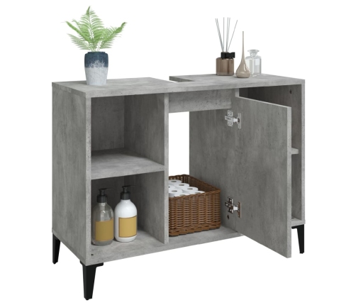 Armario de lavabo madera contrachapada gris hormigón 80x33x60cm