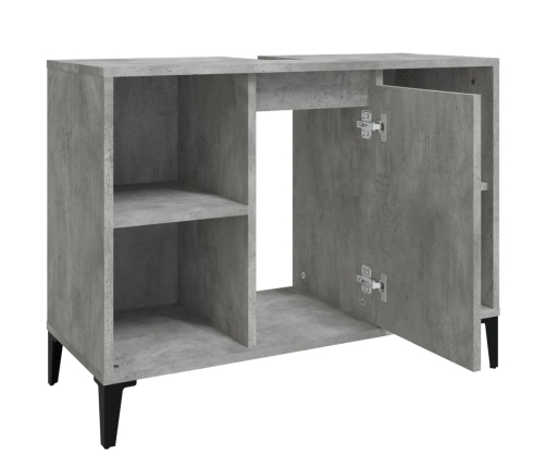 Armario de lavabo madera contrachapada gris hormigón 80x33x60cm