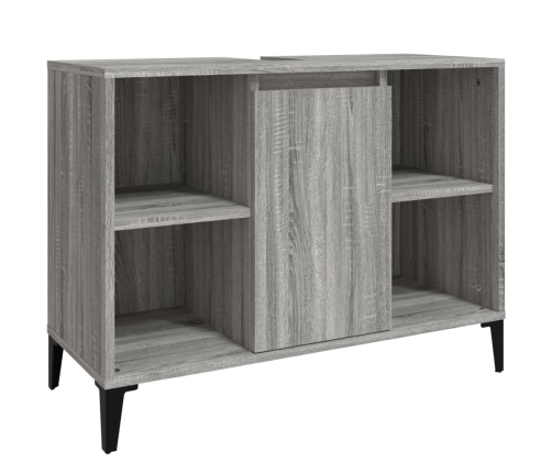 Armario de lavabo madera contrachapada gris Sonoma 80x33x60 cm