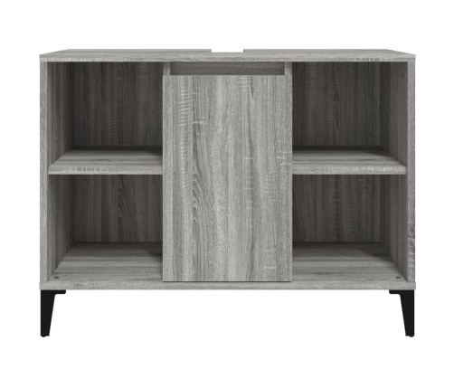 Armario de lavabo madera contrachapada gris Sonoma 80x33x60 cm