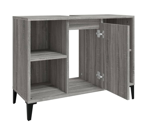 Armario de lavabo madera contrachapada gris Sonoma 80x33x60 cm