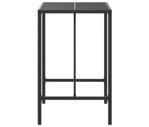 Mesa alta bar ratán PE y superficie vidrio negro 70x70x110 cm